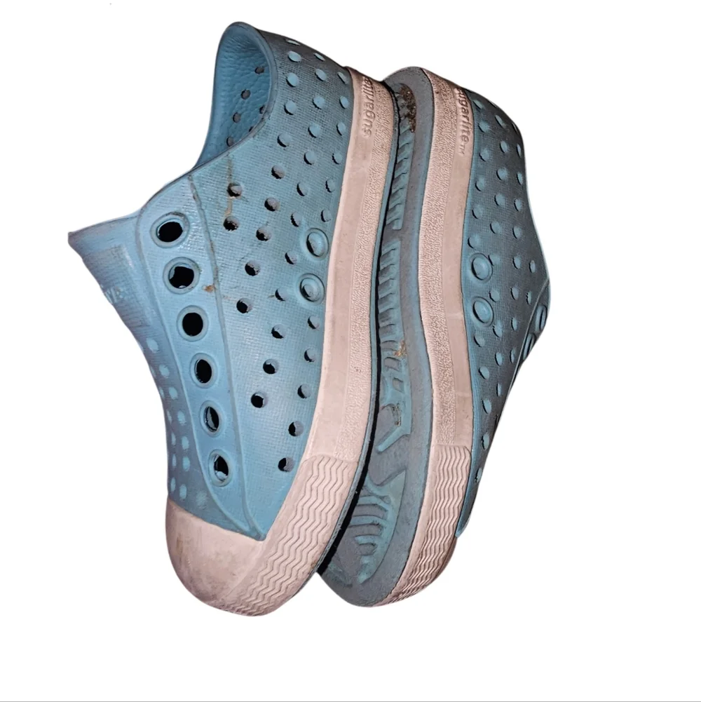 Native Kids Shoes - Light Blue and White